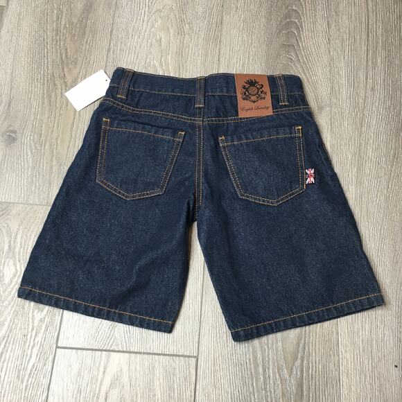 NWT English Laundry Boys Bermuda Dark Wash Denim Shorts Embroidered Logo Size 5 - Picture 2 of 8